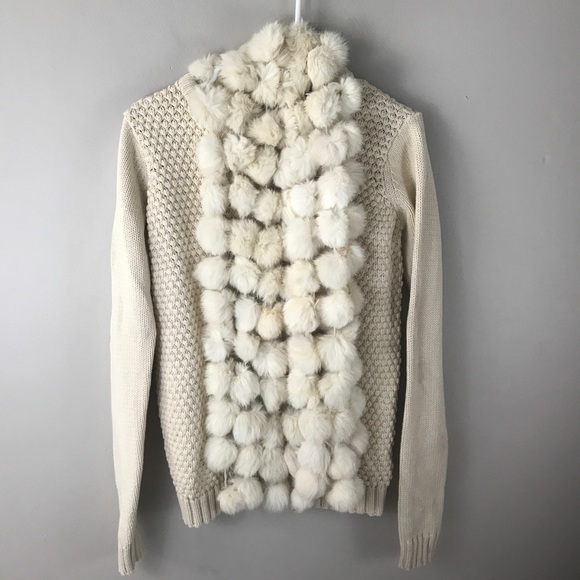 Milano Accessories - Milano rabbit fur pom pom ball neck scarf